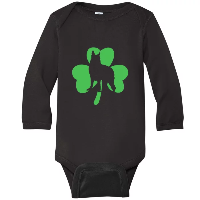 Green Shamrock Dog St Patricks Day Baby Long Sleeve Bodysuit