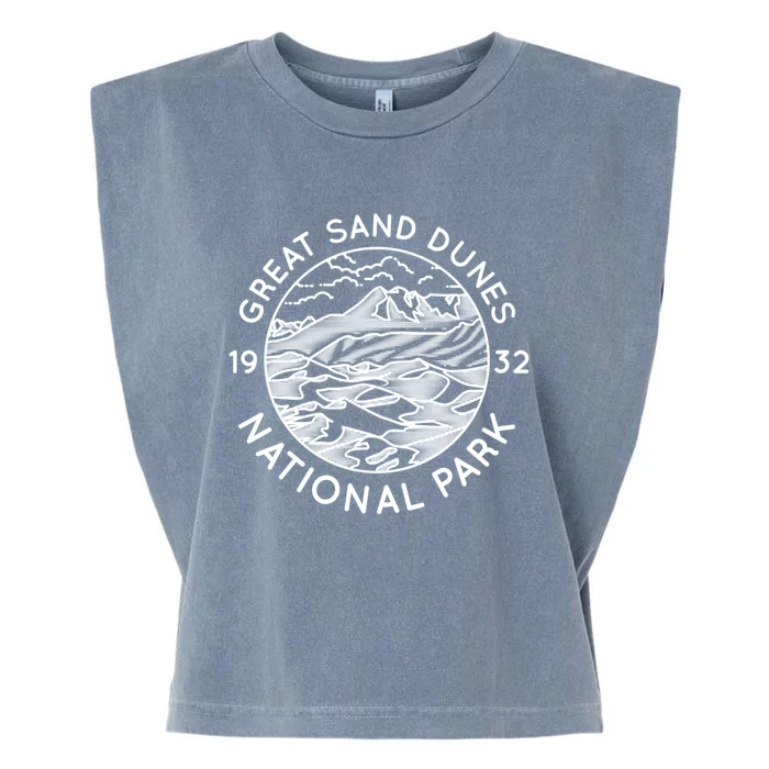 Great Sand Dunes National Park Cool White Line Art Outdoor Gift Garment-Dyed Women's Muscle Tee