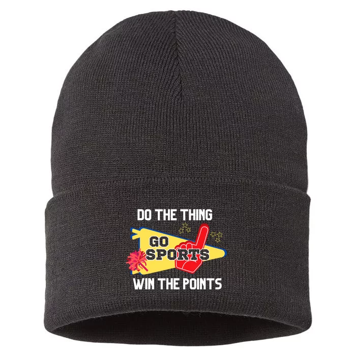 Go Sports Do The Thing Win The Points Funny Sustainable Knit Beanie