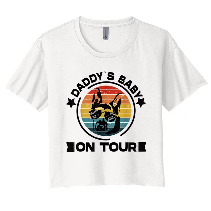 German Shepherd Daddys Dog On Tour Vintage German Shepard Women's Crop Top Tee