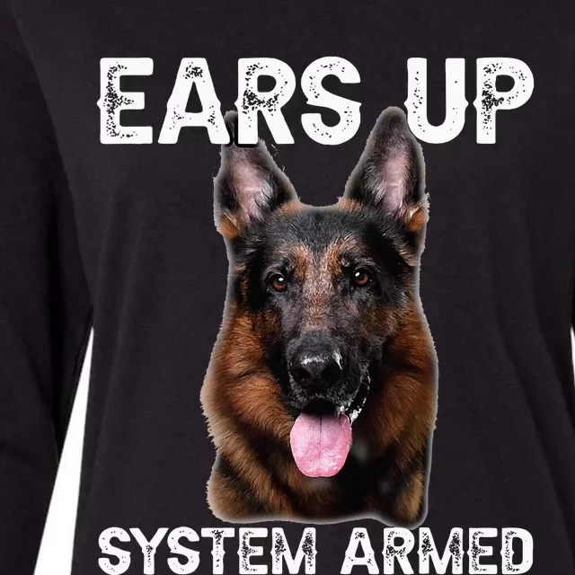 German Shepherd Dog Ears Up System Armed Womens Cotton Relaxed Long Sleeve T-Shirt