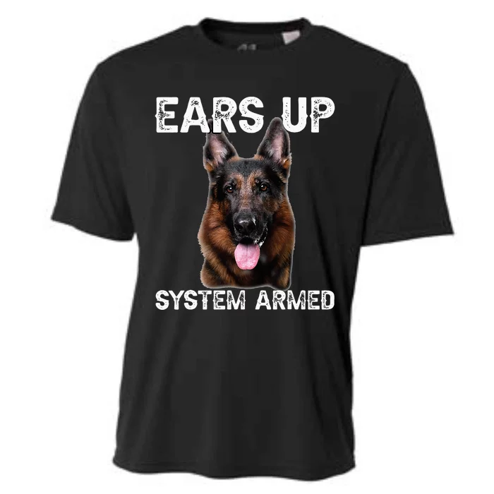 German Shepherd Dog Ears Up System Armed Cooling Performance Crew T-Shirt