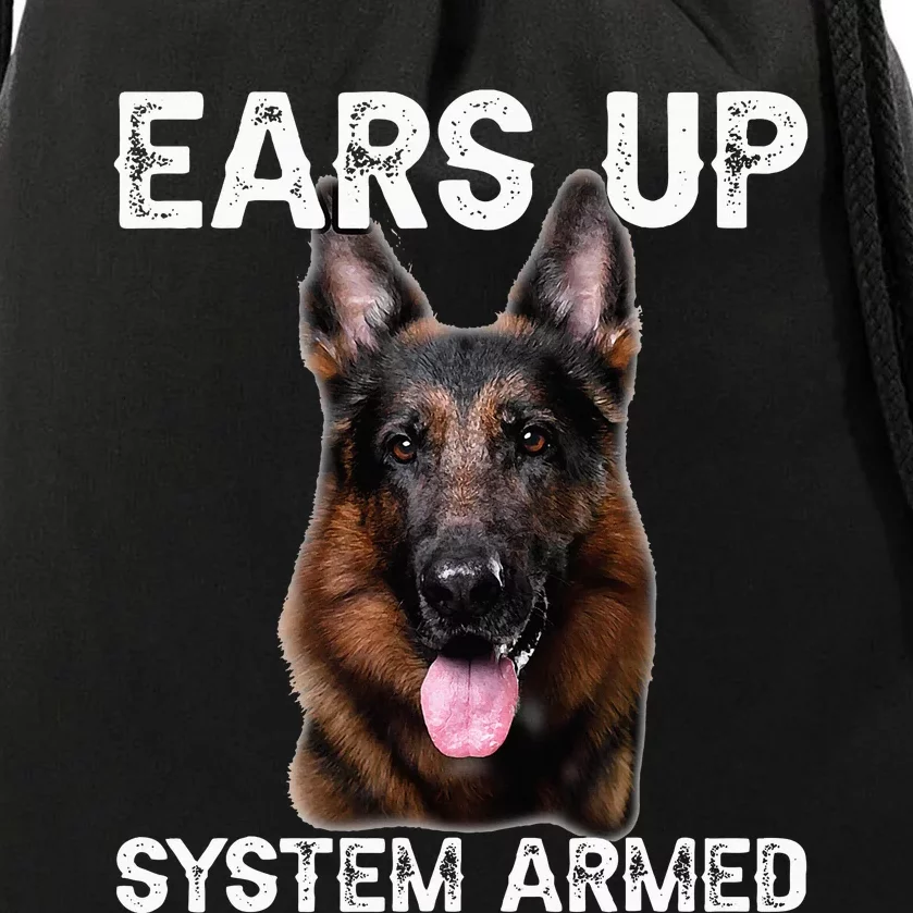 German Shepherd Dog Ears Up System Armed Drawstring Bag