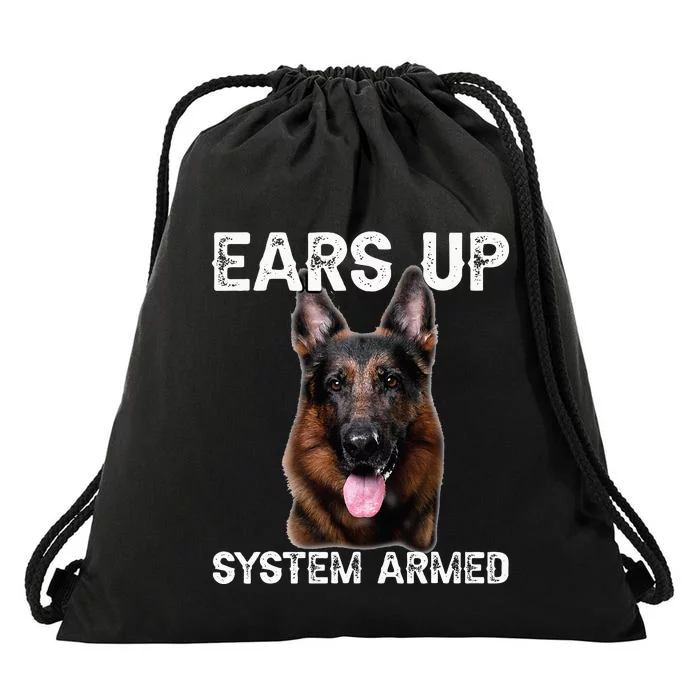 German Shepherd Dog Ears Up System Armed Drawstring Bag