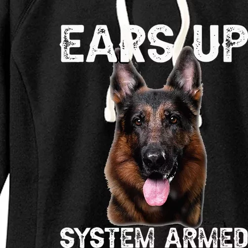 German Shepherd Dog Ears Up System Armed Women's Fleece Hoodie