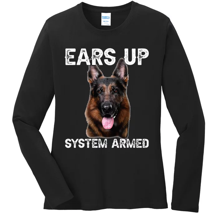 German Shepherd Dog Ears Up System Armed Ladies Long Sleeve Shirt