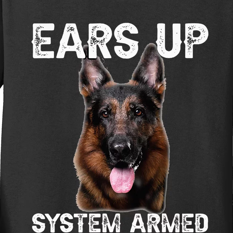 German Shepherd Dog Ears Up System Armed Kids Long Sleeve Shirt