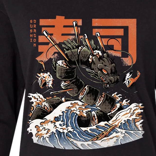 Great Sushi Dragon Japanese Food Kawaii Dragon Anime Sushi Womens Cotton Relaxed Long Sleeve T-Shirt