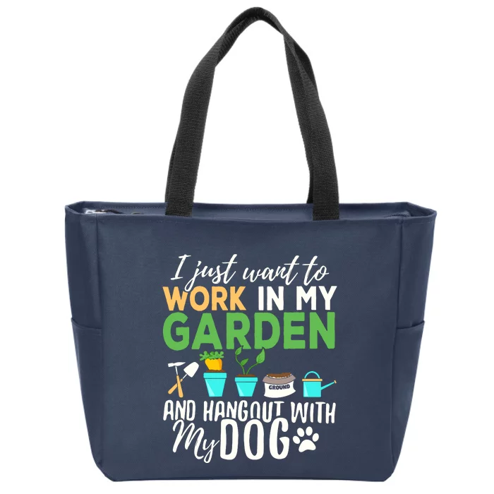 Gardening Shirts Dog Lover Gardener Garden Pet Gift Plants Zip Tote Bag