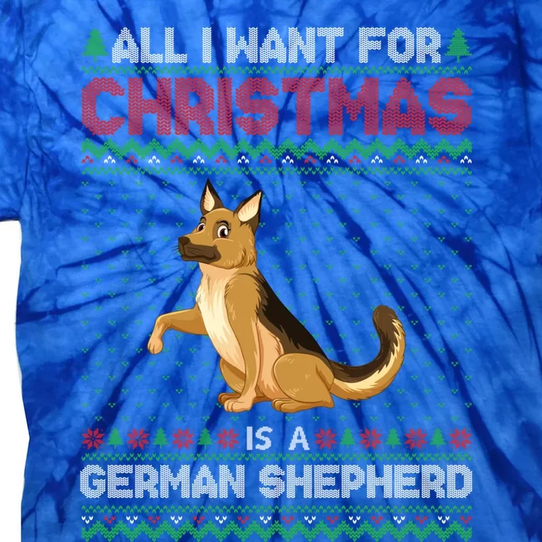 Ger Shepherd Dog Christmas Outfits Cool Ugly Xmas Sweater Gift Tie-Dye T-Shirt