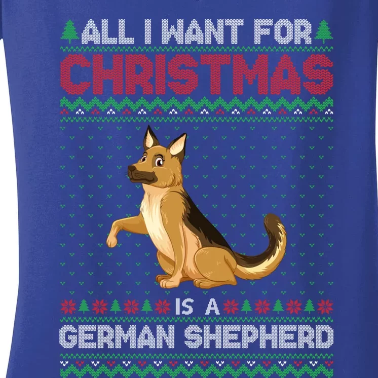 Ger Shepherd Dog Christmas Outfits Cool Ugly Xmas Sweater Gift Women's V-Neck T-Shirt