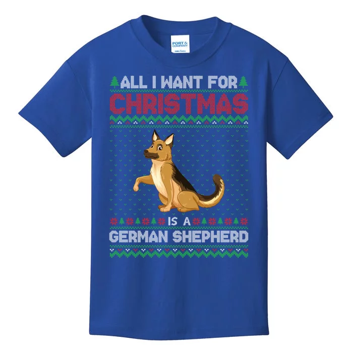 Ger Shepherd Dog Christmas Outfits Cool Ugly Xmas Sweater Gift Kids T-Shirt