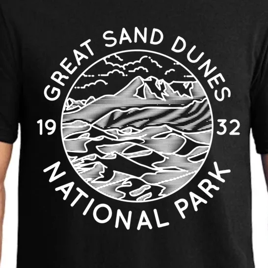 Great Sand Dunes National Park Cool White Line Art Outdoor Gift Pajama Set