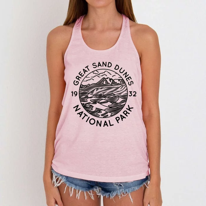 Great Sand Dunes National Park Cool White Line Art Outdoor Gift Women's Knotted Racerback Tank