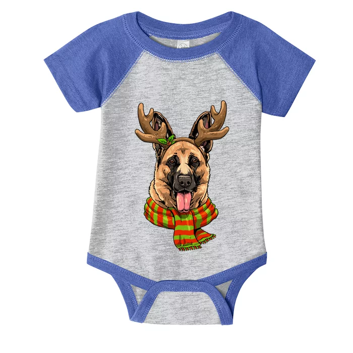 Ger Shepherd Dog Christmas Santa Clause Reindeer Xmas Great Gift Infant Baby Jersey Bodysuit