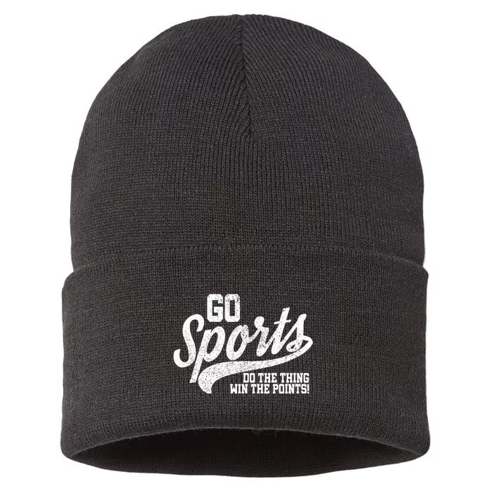 Go Sports Do The Thing Win The Points Funny Retro Sustainable Knit Beanie