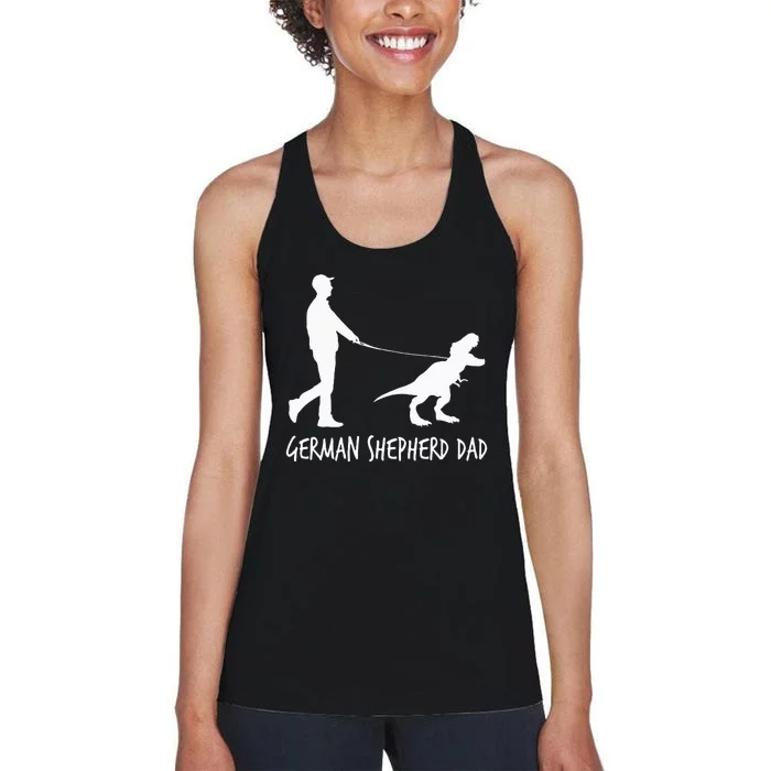 German Shepherd Dad Dinosaur GSD Owners Funny Father's Day Women's Racerback Tank