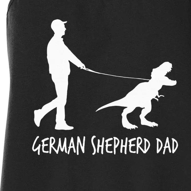 German Shepherd Dad Dinosaur GSD Owners Funny Father's Day Women's Racerback Tank