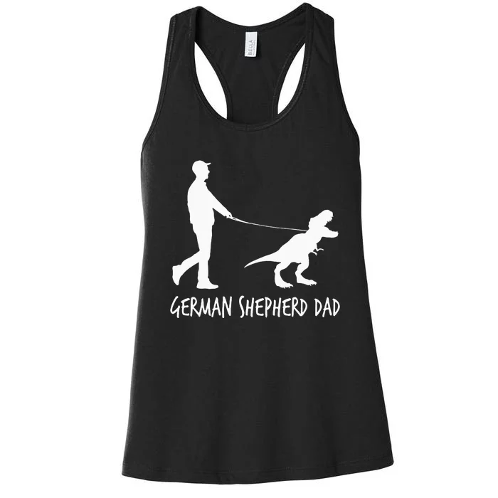 German Shepherd Dad Dinosaur GSD Owners Funny Father's Day Women's Racerback Tank