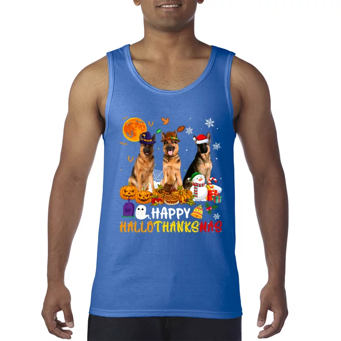 Ger Shepherd Dog Happy Hallothanksmas Xmas Dog Lover Cute Gift Tank Top