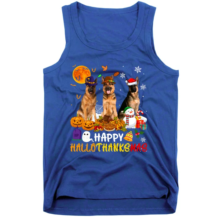 Ger Shepherd Dog Happy Hallothanksmas Xmas Dog Lover Cute Gift Tank Top