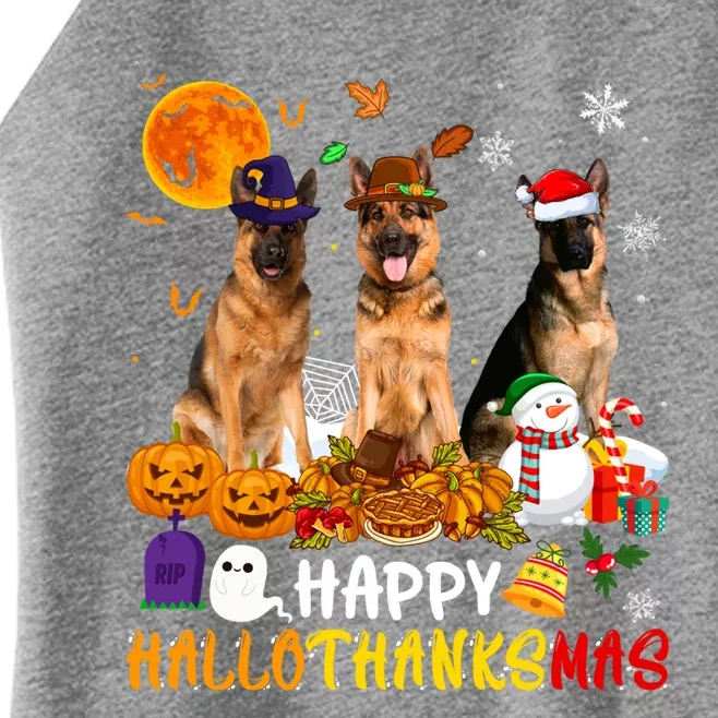 Ger Shepherd Dog Happy Hallothanksmas Xmas Dog Lover Cute Gift Women’s Perfect Tri Rocker Tank