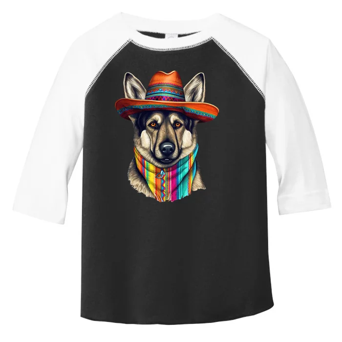 German Shepherd Dog in Cinco De Mayo Sombrero and Poncho Toddler Fine Jersey T-Shirt