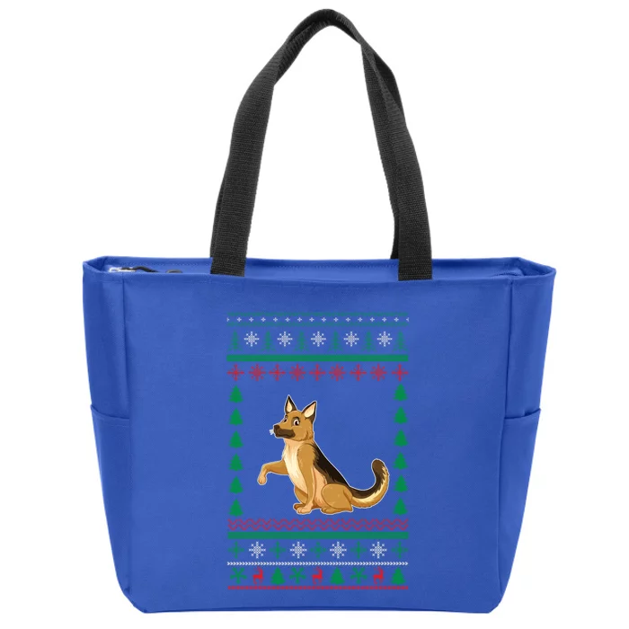 Ger Shepherd Dog Lover Boys Girls Xmas Ugly Sweater Party Gift Zip Tote Bag