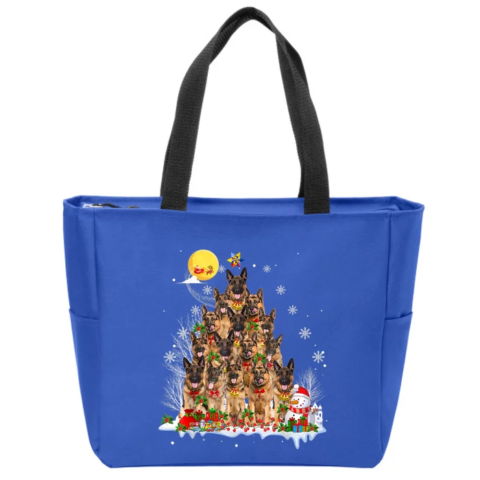 Ger Shepherd Dog Lover Matching Santa Christmas Tree Gift Zip Tote Bag