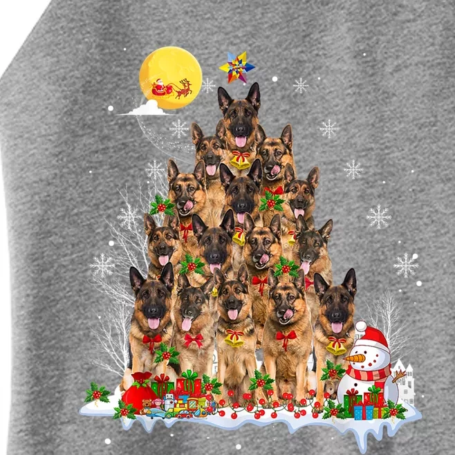 Ger Shepherd Dog Lover Matching Santa Christmas Tree Gift Women’s Perfect Tri Rocker Tank