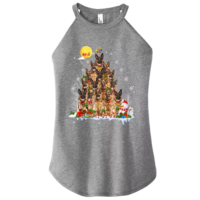 Ger Shepherd Dog Lover Matching Santa Christmas Tree Gift Women’s Perfect Tri Rocker Tank