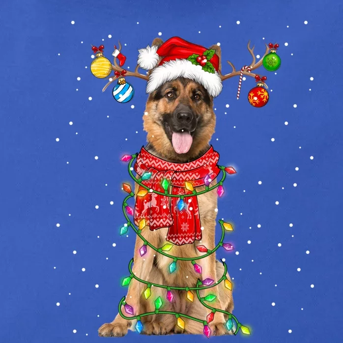 Ger Shepherd Dog Lover Santa Hat Christmas Xmas Lights Gift Zip Tote Bag