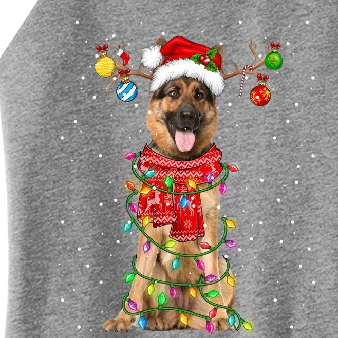 Ger Shepherd Dog Lover Santa Hat Christmas Xmas Lights Gift Women’s Perfect Tri Rocker Tank