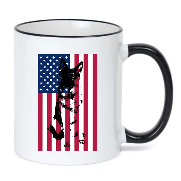 German Shepherd Dog American Flag Patriotic Usa Gift Black Color Changing Mug