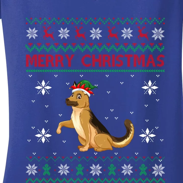 Ger Shepherd Dog Lover Girls Boys Ugly Xmas Sweater Gift Women's V-Neck T-Shirt