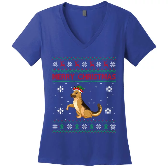 Ger Shepherd Dog Lover Girls Boys Ugly Xmas Sweater Gift Women's V-Neck T-Shirt