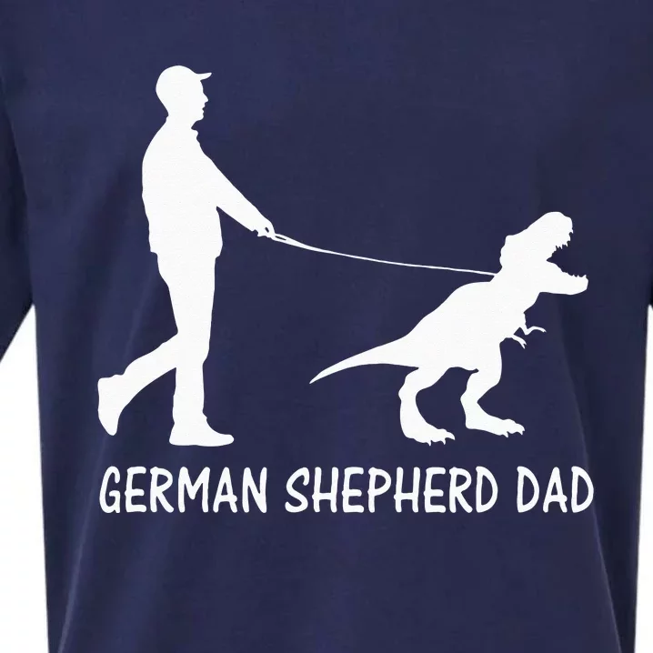 German Shepherd Dad Dinosaur GSD Owners Funny Father's Day Sueded Cloud Jersey T-Shirt