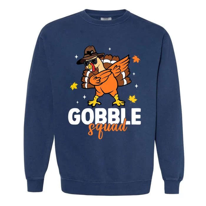 Gobble Squad Dabbing Turkey Autumn Fall Thanksgiving Retro Gift Garment-Dyed Sweatshirt