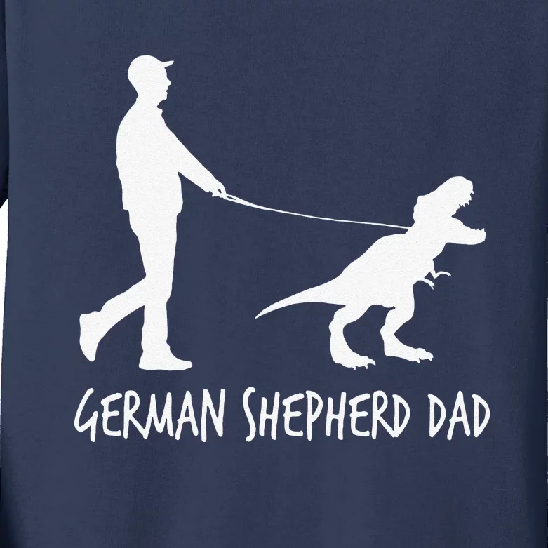 German Shepherd Dad Dinosaur GSD Owners Funny Fathers Day Kids Long Sleeve Shirt