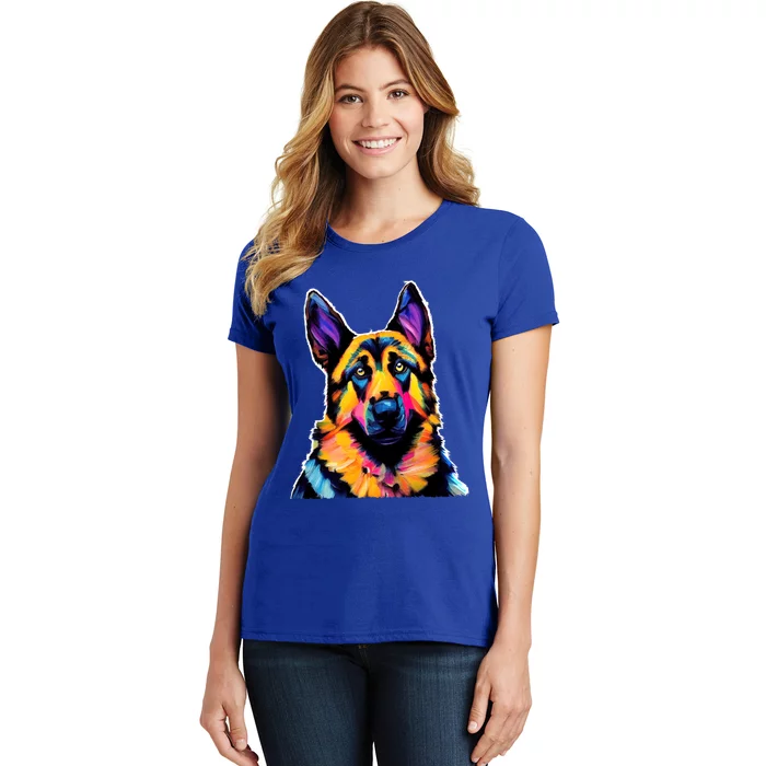 Ger Shepherd Dog Lover Colorful Artistic Mom Gift Women's T-Shirt