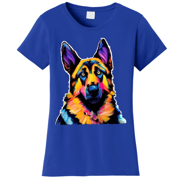 Ger Shepherd Dog Lover Colorful Artistic Mom Gift Women's T-Shirt