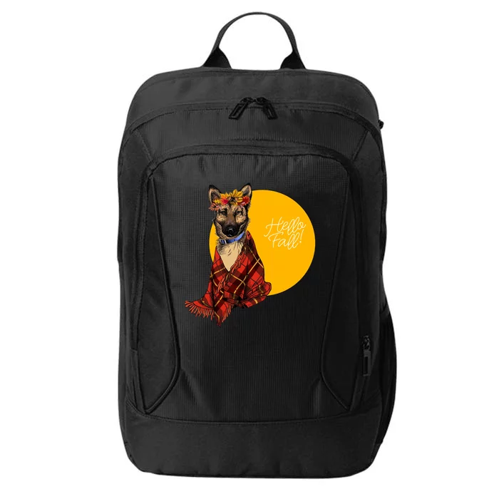 German Shepherd Dog Autumn leaves Blanket Hello Fall City Backpack