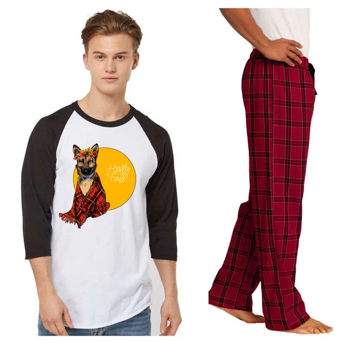 German Shepherd Dog Autumn leaves Blanket Hello Fall Raglan Sleeve Pajama Set