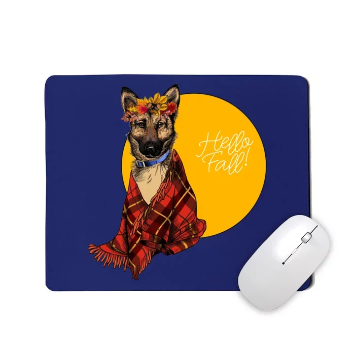 German Shepherd Dog Autumn leaves Blanket Hello Fall Mousepad