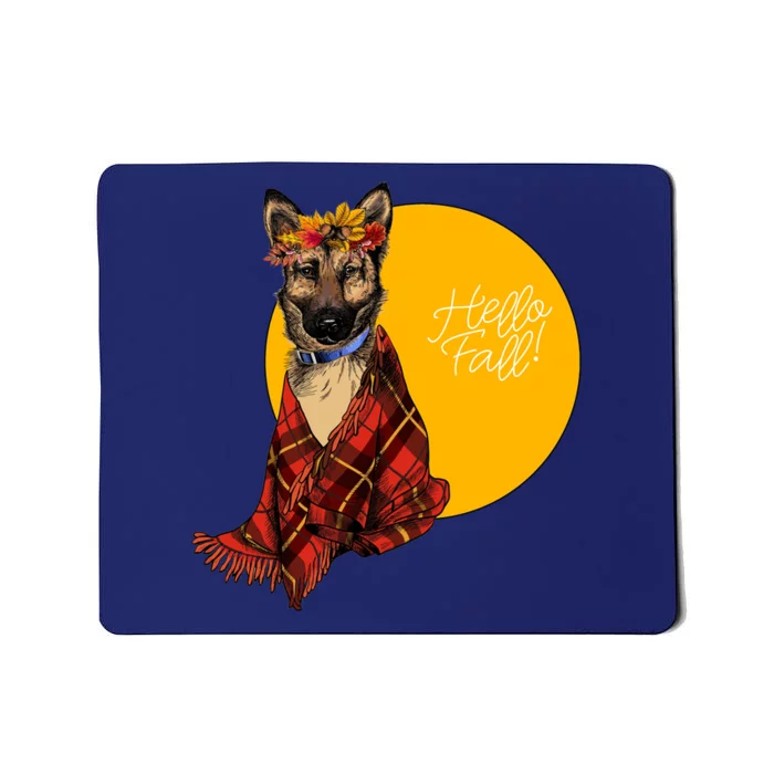 German Shepherd Dog Autumn leaves Blanket Hello Fall Mousepad