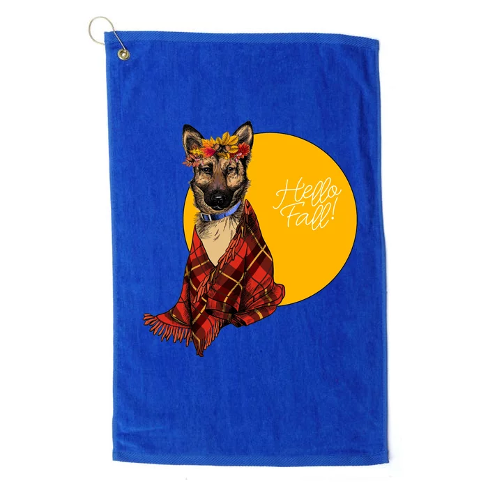 German Shepherd Dog Autumn leaves Blanket Hello Fall Platinum Collection Golf Towel