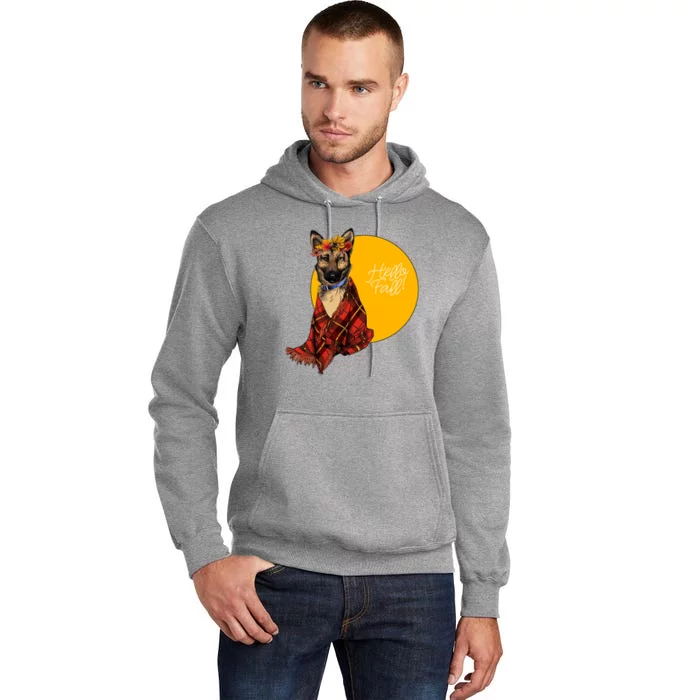 German Shepherd Dog Autumn leaves Blanket Hello Fall Tall Hoodie