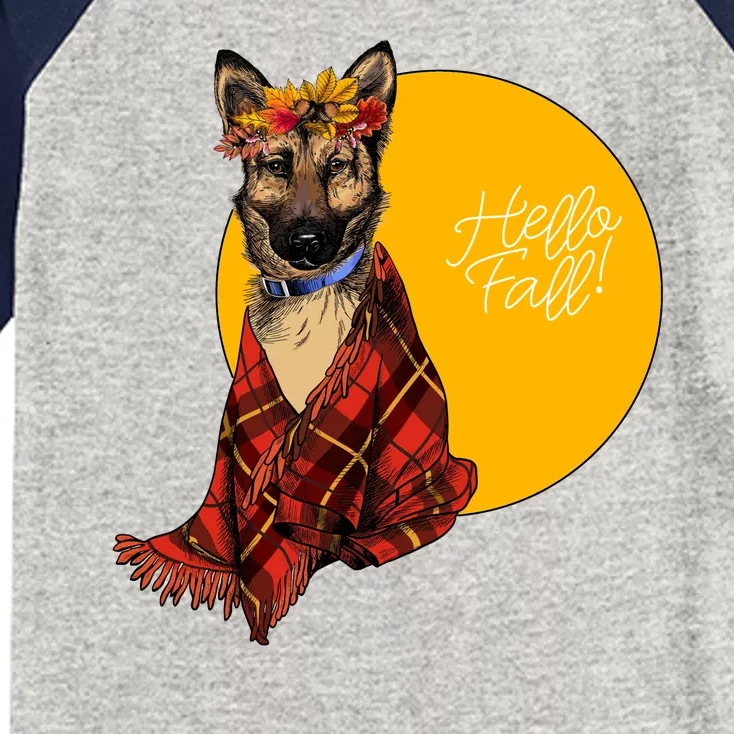 German Shepherd Dog Autumn leaves Blanket Hello Fall Kids Colorblock Raglan Jersey