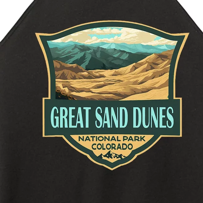 Great Sand Dunes National Park Illustration Retro Badge Women’s Perfect Tri Rocker Tank