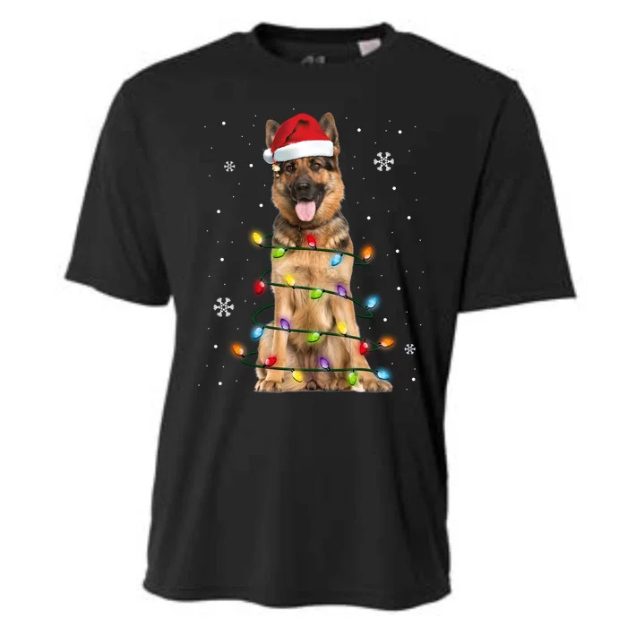 Ger Shepherd Dog Tree Christmas Sweater Xmas Dogs Gift Cooling Performance Crew T-Shirt